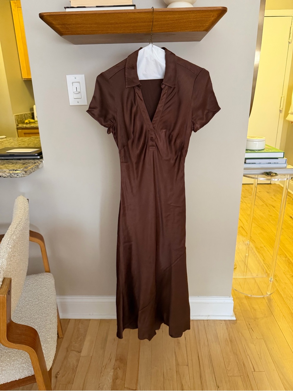 J.Crew Collection Brown Silk Collared Midi Dress Size 00